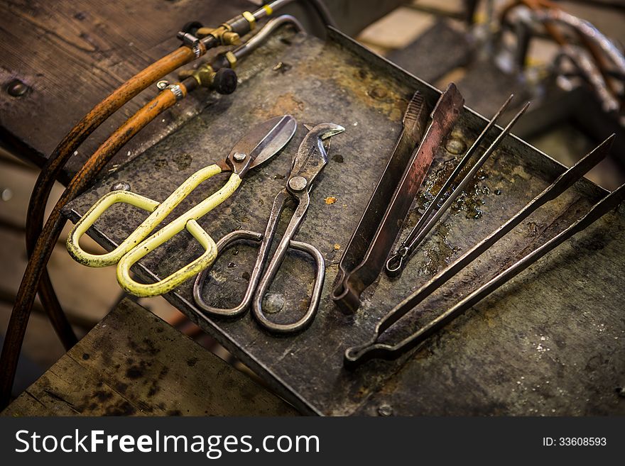 Pliers in the workshop.