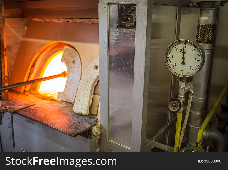 Furnaces in the glass factory.