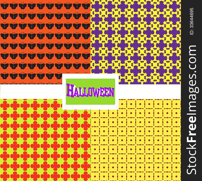 Set Halloween pattern vector illustration