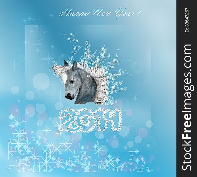 Blue background with symbol of 2014 New Year. Blue background with symbol of 2014 New Year.