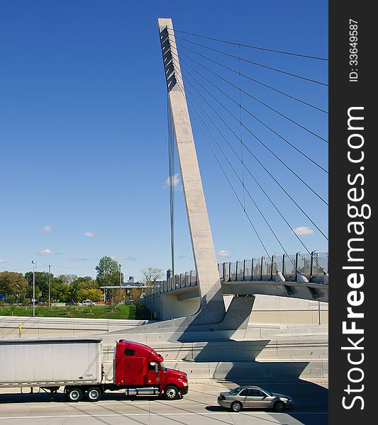 Semi Truck on Detroit freeway