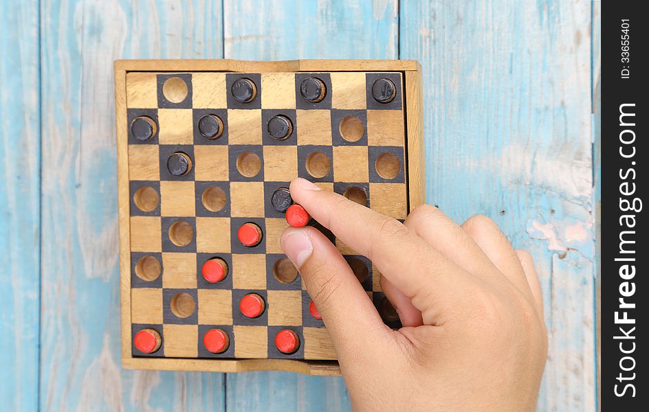 Wooden board game on table