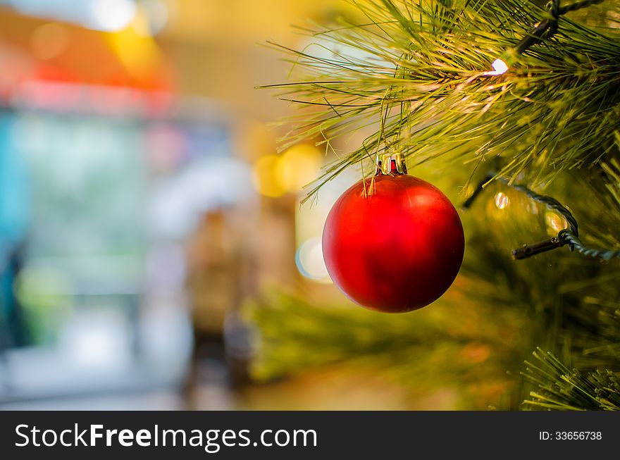 Christmas Tree Ornament with blurred background