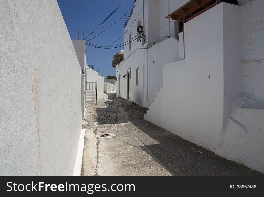 Mall greek street in Lindos, Rhodes, Greece