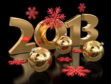 Gold 2013 And Christmas Balls Royalty Free Stock Images Gold 2013 And Christmas Balls Royalty Free Stock Images