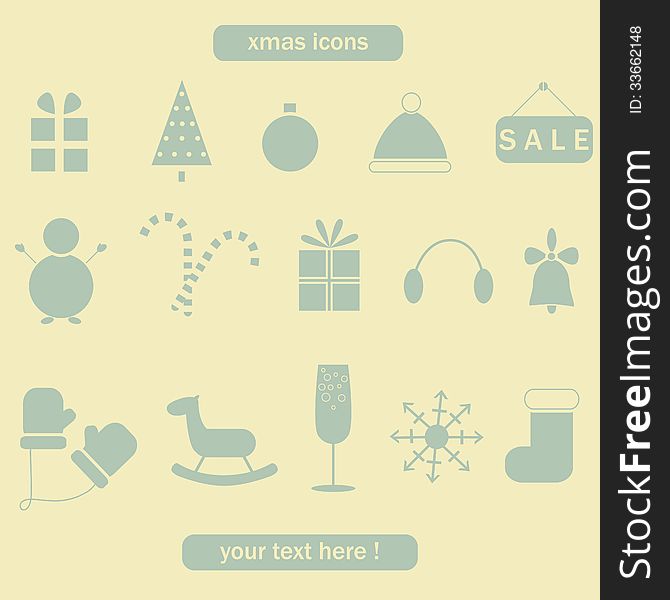 Christmas and winter collection of icons.