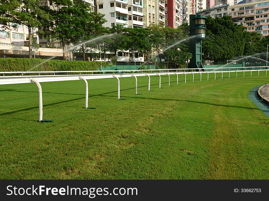 Horse Racing Track With Sprinkler