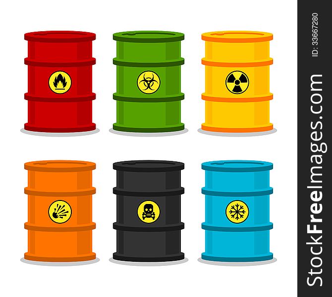 Illustration barrels with dangerous substances, format EPS 8