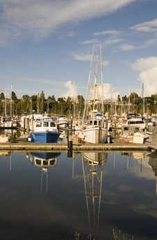 Blue And White Boats At Dock Stock Images Blue And White Boats At Dock Stock Images