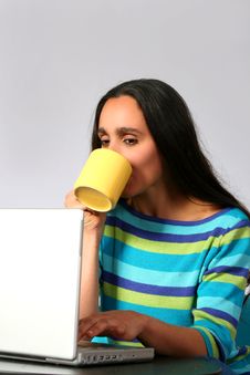 Computer And Coffee Royalty Free Stock Photography Computer And Coffee Royalty Free Stock Photography