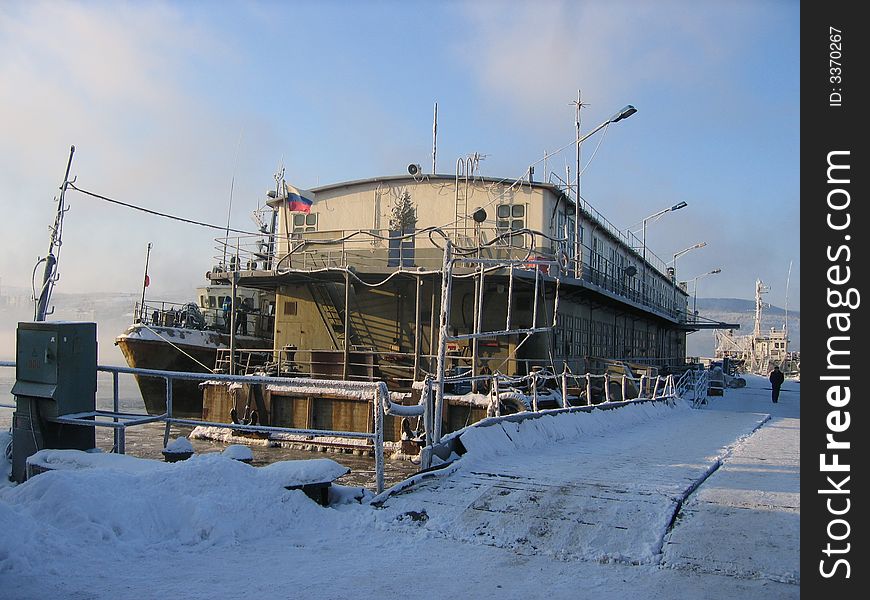 Floating shop in the Murmansk Shipyard