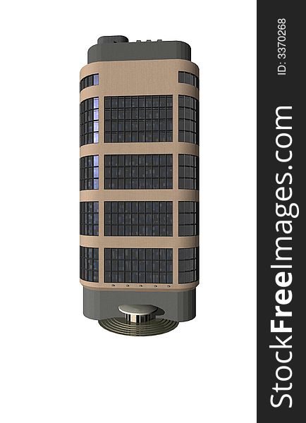 Contemporary, urban office building or tower.  Computer Generated Image, 3D model. Contemporary, urban office building or tower.  Computer Generated Image, 3D model.