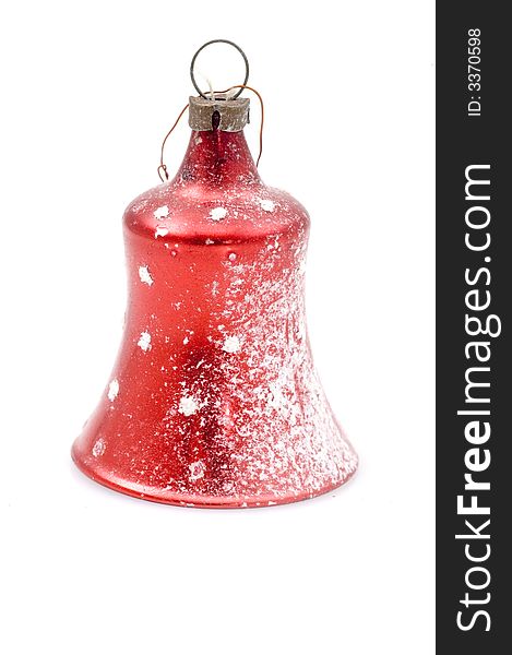 Red Christmas tree bell decoration on white background. Red Christmas tree bell decoration on white background.