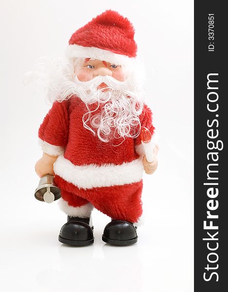 Santa claus toy on white background.