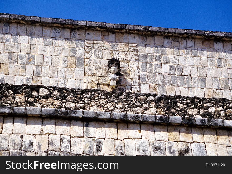 Stone carving on the wall in the Temple of the Warriors, Chichen Itza, Mexico. Stone carving on the wall in the Temple of the Warriors, Chichen Itza, Mexico