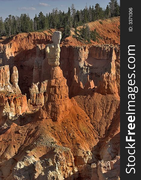 The well-known orange rocks in Bryce canyon in state of Utah USA. The well-known orange rocks in Bryce canyon in state of Utah USA