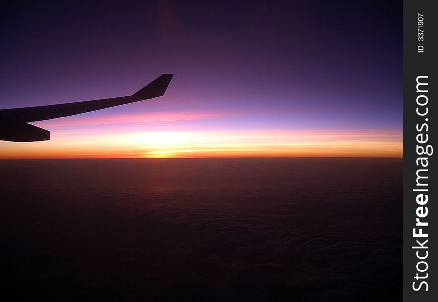Sunrise scene taken from the plane