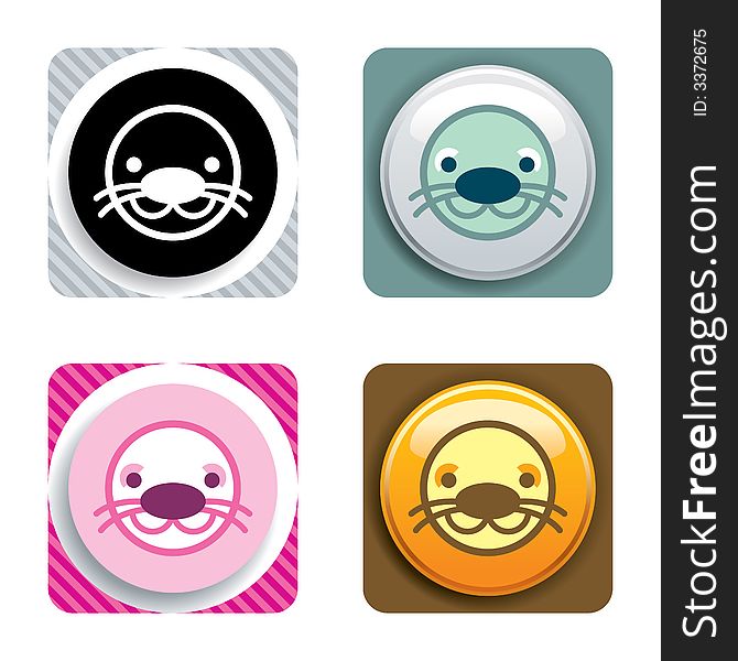 Seal icon in 4 different style.