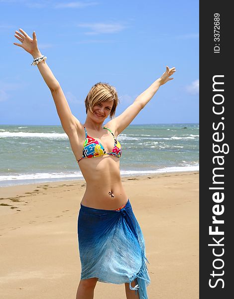 Model at a beach