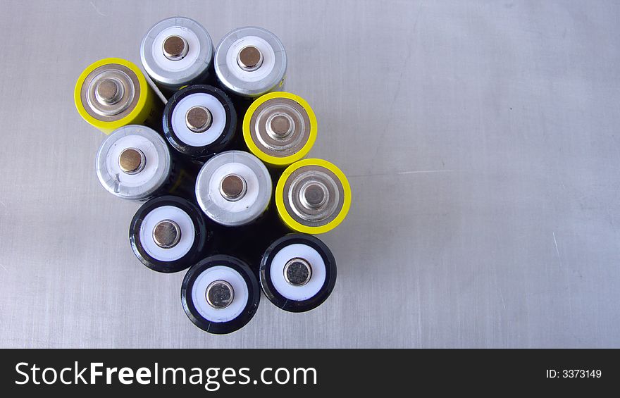 Batteries in a group of eleven seen from above