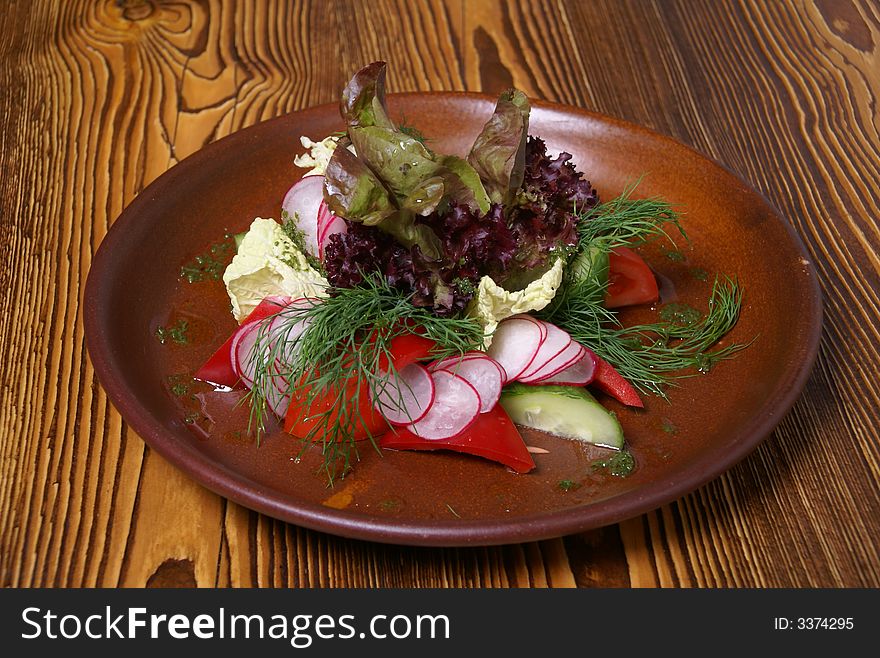 Salad from fresh vegetables and fennel