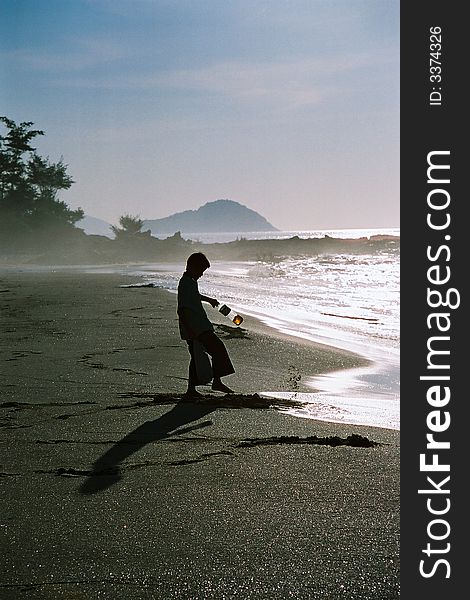 It is a boy shadow in the beach. See more my images at :)