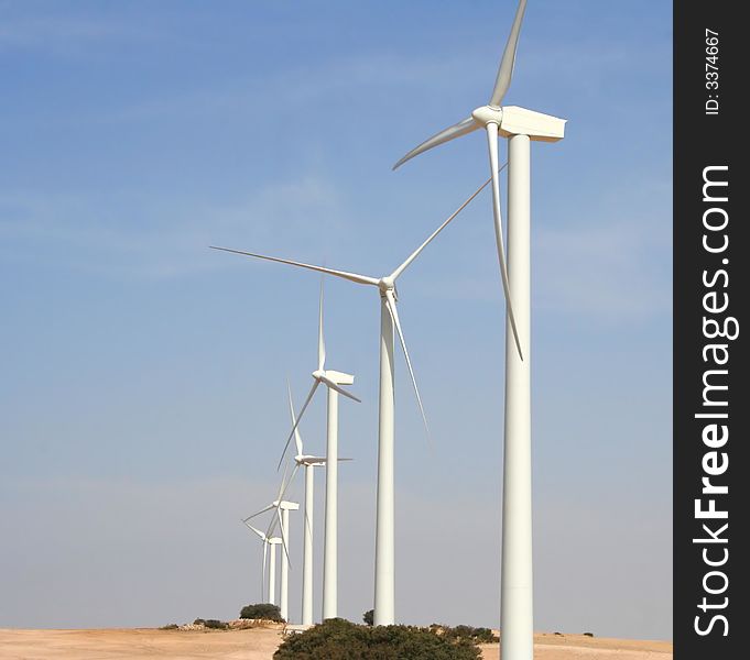 Wind Turbines in the countryside, in Spain