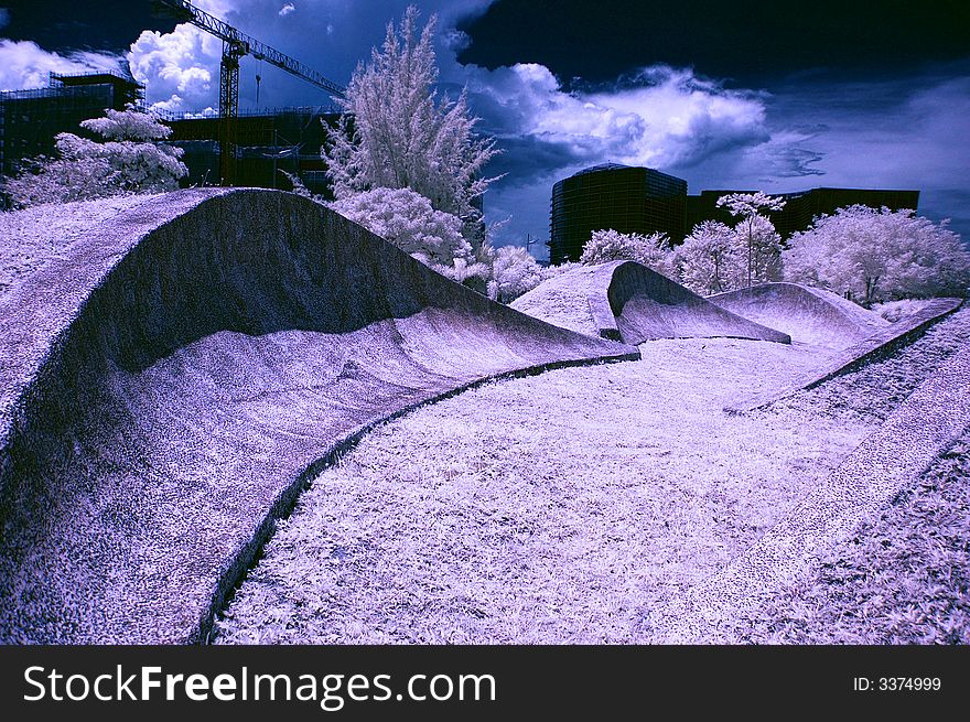 Curvy Slopes with construction background taken in IR