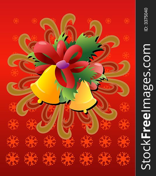 Illustrations vector of Christmas bells with red ribbon