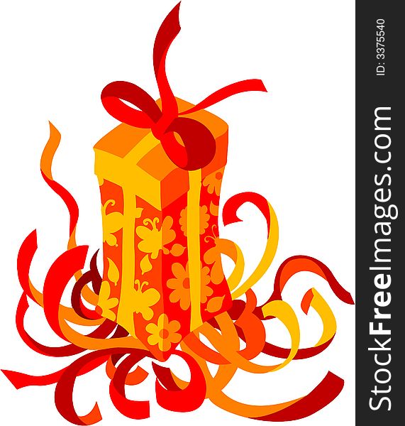 Illustrations vector cartoon of Red Gift Box