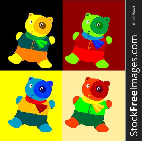 Illustrations vector cartoon of Four bears