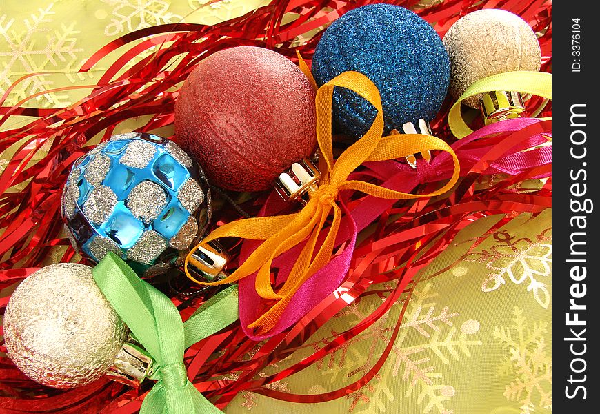 Still life with set of colorful christmas baubles. Still life with set of colorful christmas baubles
