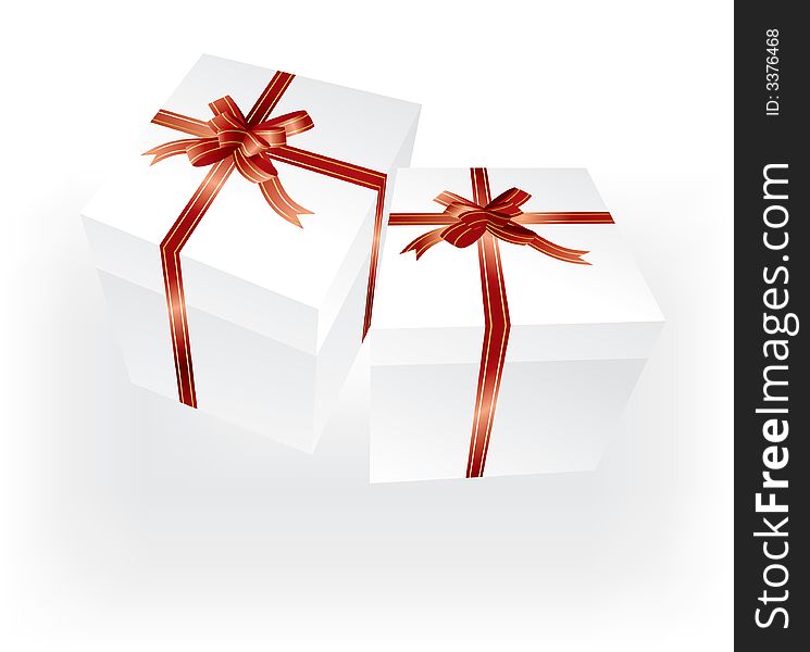 Gift Boxes With Red Ribbons