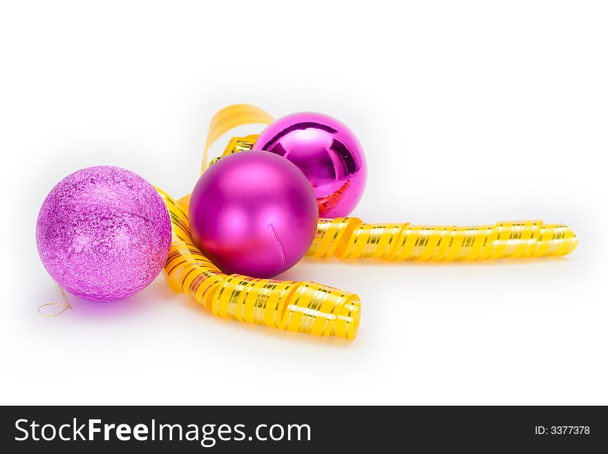 Christmas spheres on a white isolated background. Christmas spheres on a white isolated background