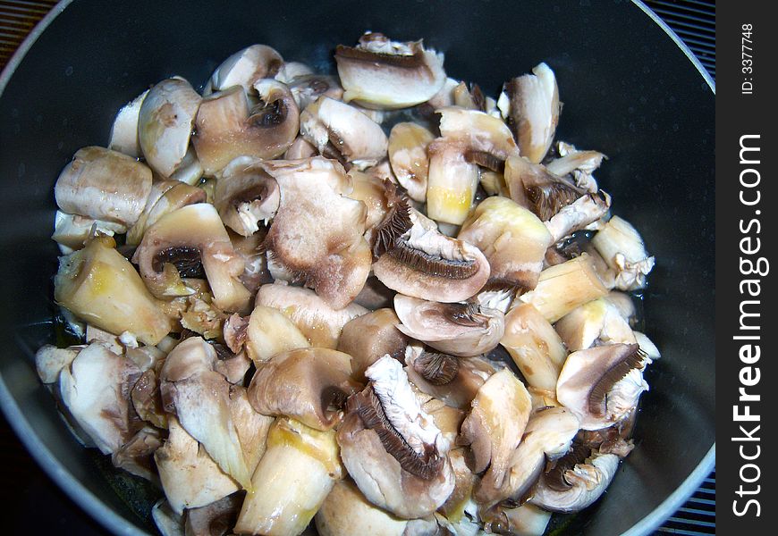 Mushrooms being cooked by me. Mushrooms being cooked by me