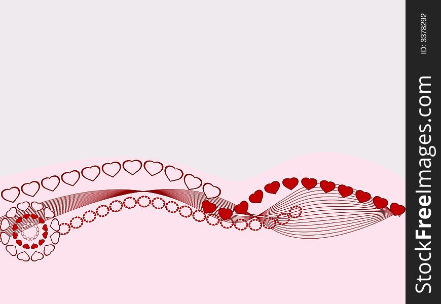 Valentines days background made up of hearts in pink and red