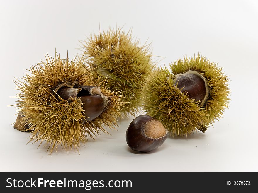 Raw Chestnuts.a Close Up Shot