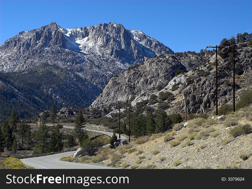 Mountain Road With Hydro Wires