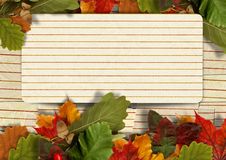 Vintage Paper Autumn Background With Maple Leaves And With Postcard Stock Photos Vintage Paper Autumn Background With Maple Leaves And With Postcard Stock Photos