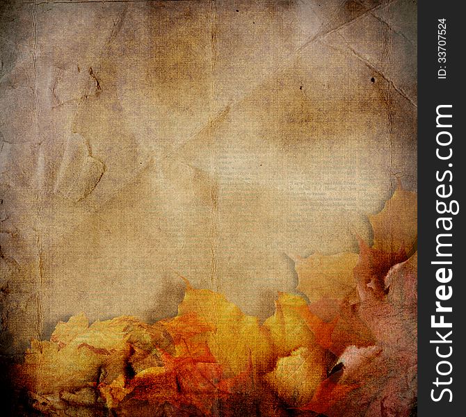 Grungy autumn background with maple leaves, and with space for text o photo. Grungy autumn background with maple leaves, and with space for text o photo
