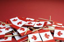Canada Red And White Maple Leaf National Toothpick Flags Royalty Free Stock Photography