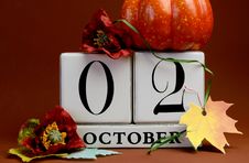 Save The Date White Block Calendar For October 2nd Royalty Free Stock Images
