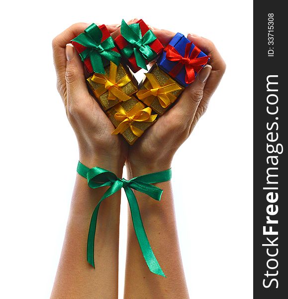 Hands With Heap Of Gifts