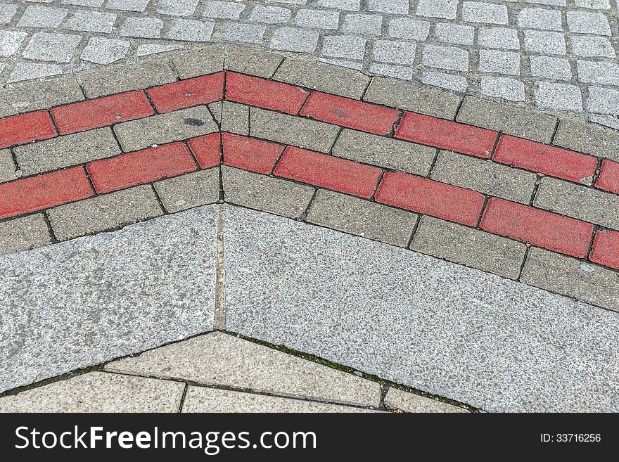 Street Pavement Pattern With Grey And Pink Stones