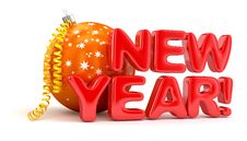 Happy New Year With Christmas Ball Royalty Free Stock Image Happy New Year With Christmas Ball Royalty Free Stock Image