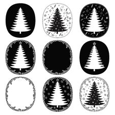 Hand Drawn Christmas Trees And Frames Set Stock Photos Hand Drawn Christmas Trees And Frames Set Stock Photos