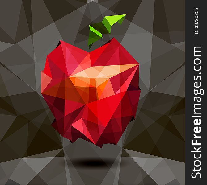 Vector Image Of Apple In Style Origami.