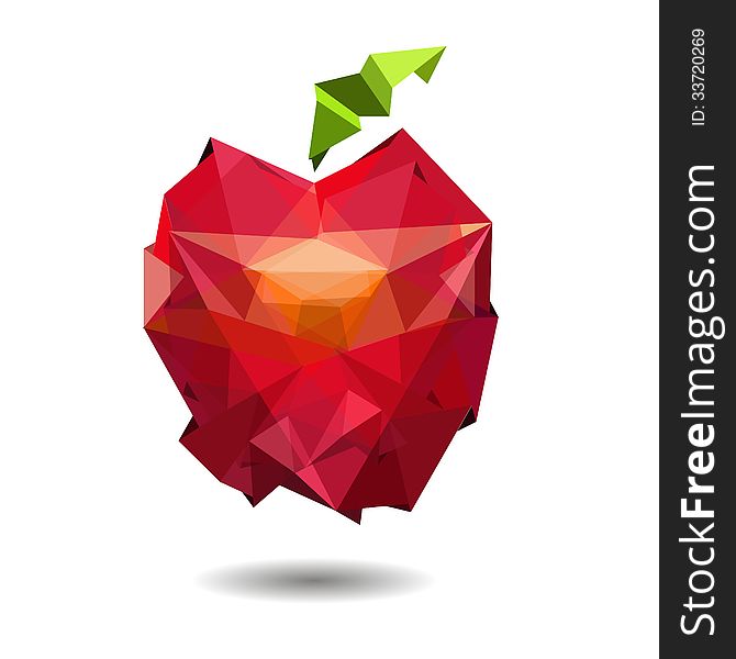 Vector Image Of Apple In Style Origami.