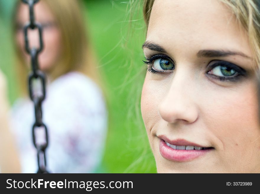 Portrait of young Adult Sisters at the park