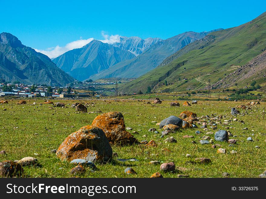 Caucasus Mountains near Kazbek, Georgia